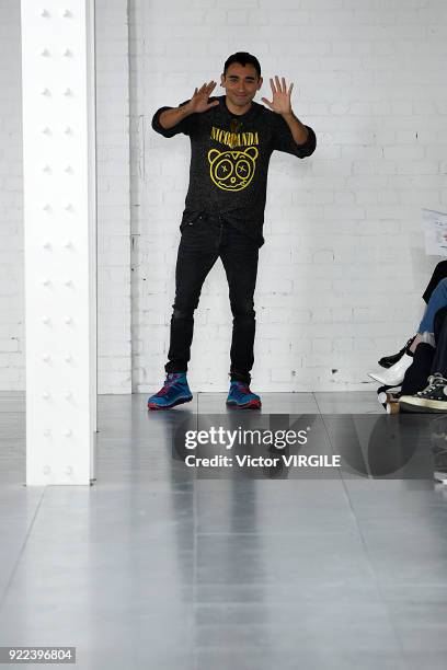 Fashion designer Nicola Formichetti walks the runway at the Nicopanda Ready to Wear Fall/Winter 2018-2019 fashion show during London Fashion Week...