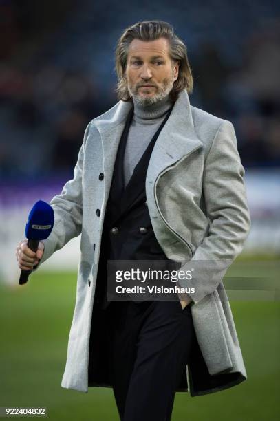 Sport commentator Robbie Savage before the Emirates FA Cup Fifth Round match between Huddersfield Town and Manchester United at the Kirklees Stadium...