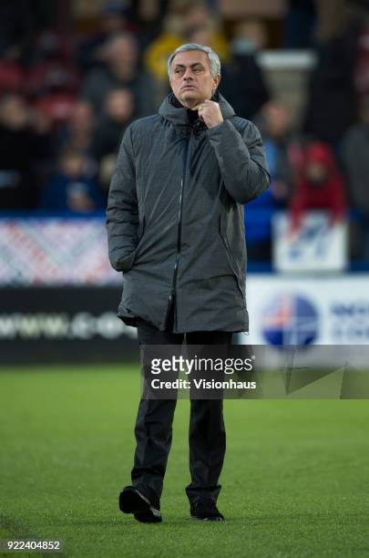 Manchester United Head Coach Jose Mourinho before the Emirates FA Cup Fifth Round match between Huddersfield Town and Manchester United at the...