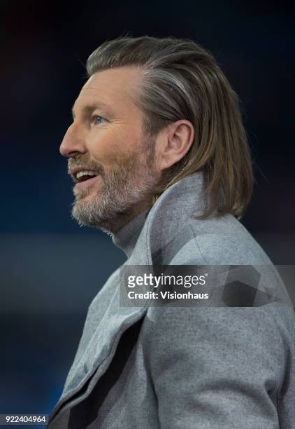 Sport commentator Robbie Savage before the Emirates FA Cup Fifth Round match between Huddersfield Town and Manchester United at the Kirklees Stadium...