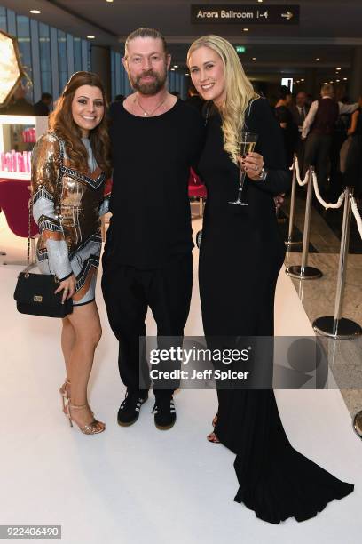 Hairdresser Lee Stafford poses with guests in his Salon ahead of the BRITS official aftershow party, in partnership with Tempus Magazine, at the...