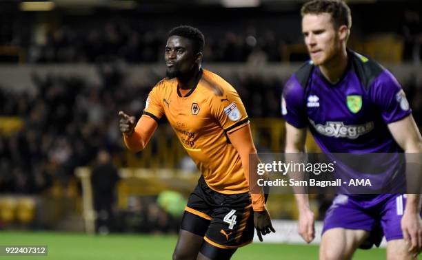 Alfred N'Diaye of Wolverhampton Wanderers celebrates after scoring a goal to make it 2-0 during the Sky Bet Championship match between Wolverhampton...