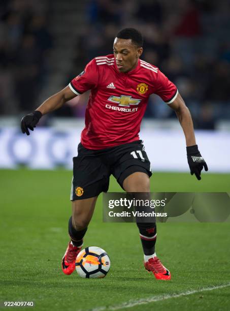 Anthony Martial of Manchester United in action during the FA Cup Fifth Round match between Huddersfield Town and Manchester United at the Kirklees...