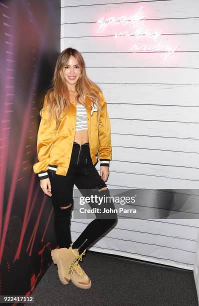 Shannon de Lima visits The Enrique Santos Show At I Heart Latino Studio on February 21, 2018 in Miramar, Florida.