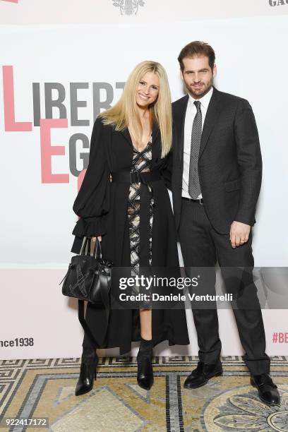 Michelle Hunziker and Tommaso Trussardi attend 'Grazia Scandal' party during Milan Fashion Week Fall/Winter 2018/19 on February 21, 2018 in Milan,...