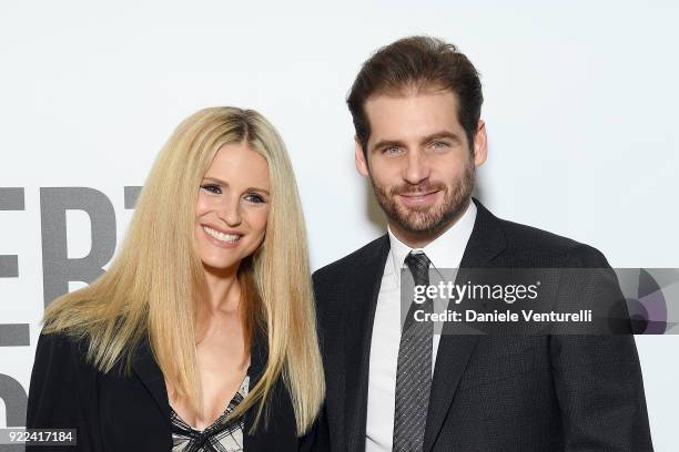 Michelle Hunziker and Tommaso Trussardi attend 'Grazia Scandal' party during Milan Fashion Week Fall/Winter 2018/19 on February 21, 2018 in Milan,...