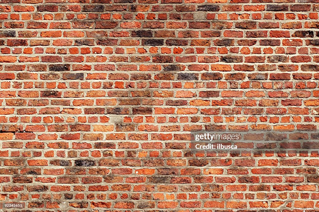 Big, perfect, interesting and old red brick wall texture