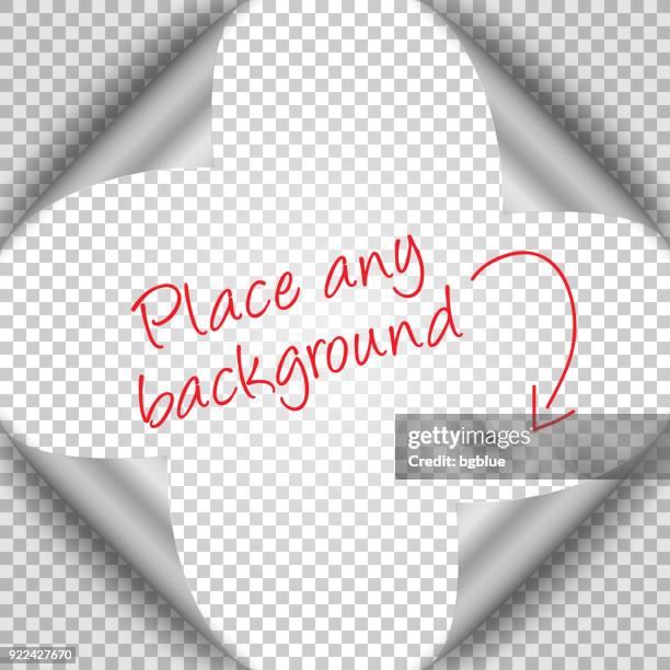 ilustraciones, imágenes clip art, dibujos animados e iconos de stock de esquina de la página de plata rizado con sombra sobre fondo transparente - hoja de aluminio