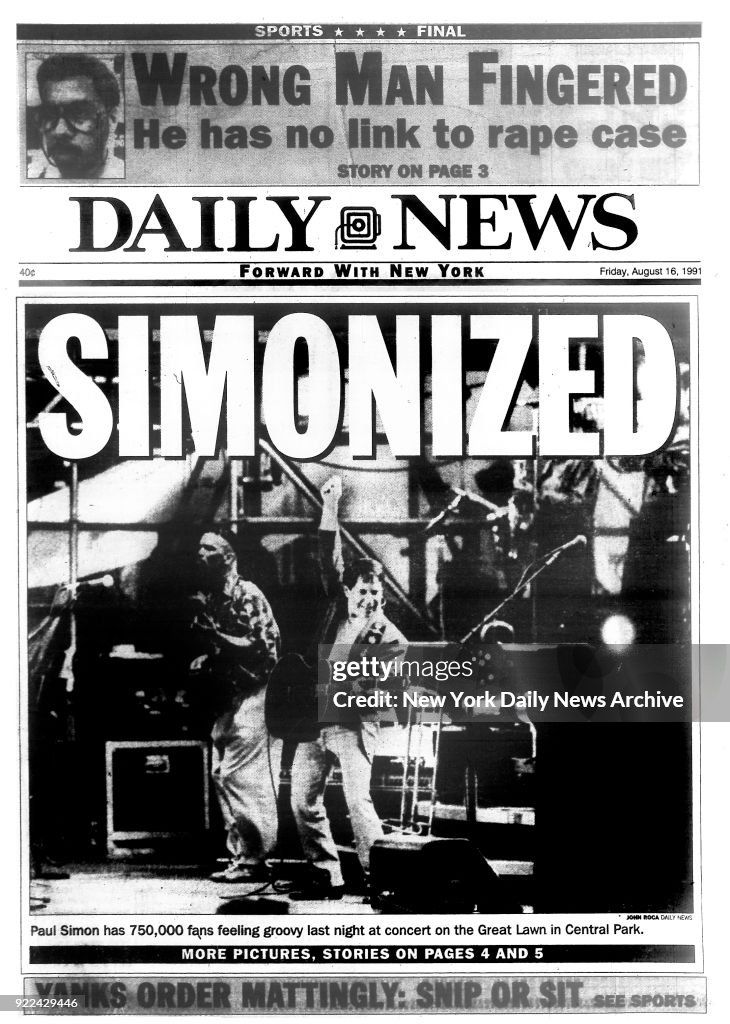 New York Daily News front page Friday, August 16, 1991, SIMONIZED