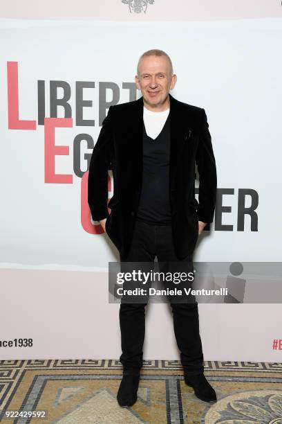 Designer Jean-Paul Gaultier attends 'Grazia Scandal' party during Milan Fashion Week Fall/Winter 2018/19 on February 21, 2018 in Milan, Italy.