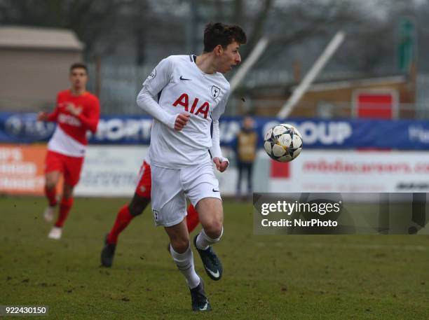 Jack Roles of Tottenham Hotspur U19s during UEFA Youth League - Round 16 - match between Tottenham Hotspur U19s and AS Monaco U19s at Lamex Stadium,...