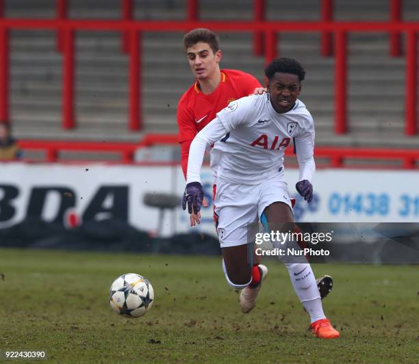 Edmond-Paris Maghome of Tottenham Hotspur U19s during UEFA Youth League - Round 16 - match between Tottenham Hotspur U19s and AS Monaco U19s at Lamex...