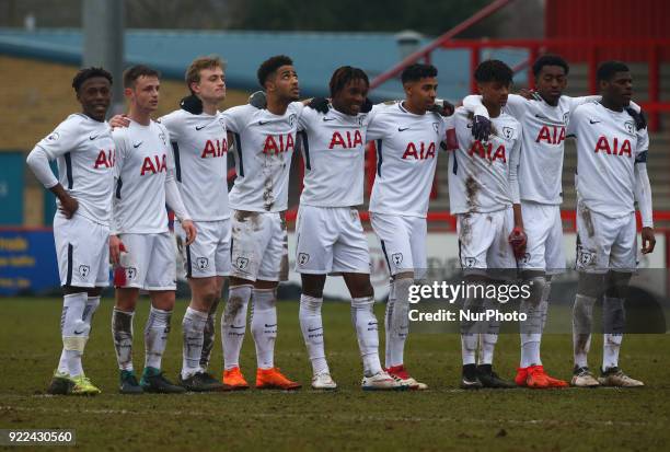 Tottenham Hotspur U19s players during UEFA Youth League - Round 16 - match between Tottenham Hotspur U19s and AS Monaco U19s at Lamex Stadium,...