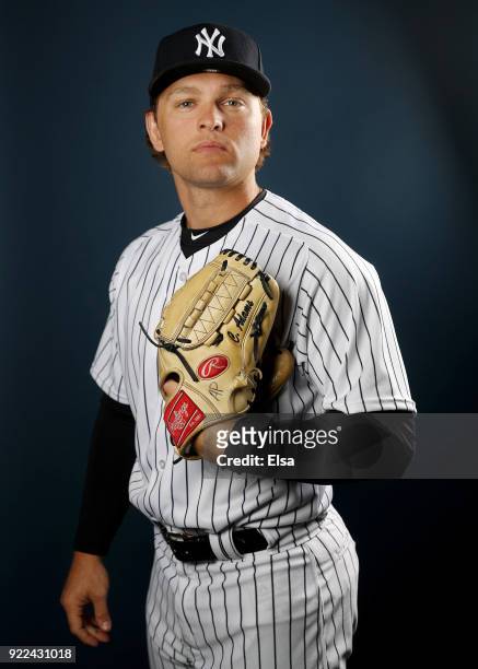 Chance Adams of the New York Yankees poses for a portrait during the New York Yankees photo day on February 21, 2018 at George M. Steinbrenner Field...