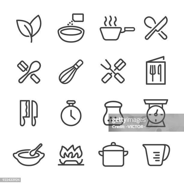 cooking icons - line series - mint leaf culinary stock illustrations