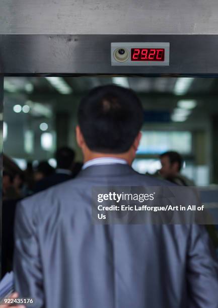 Thermal-imaging camera spotting flu fevers in the airport arrival hall, Pyongan Province, Pyongyang, North Korea on May 15, 2009 in Pyongyang, North...