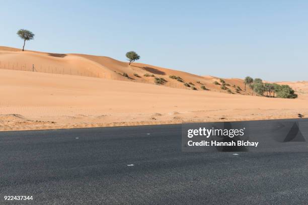 freie straße in der wüste von dubai - freie straße - fotografias e filmes do acervo