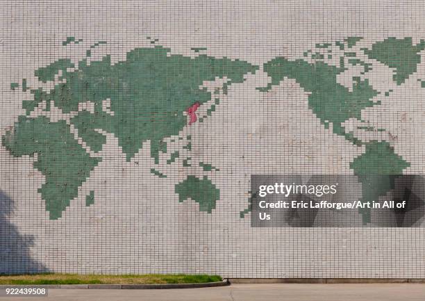 Mosaic map of the world in Songdowon international children's camp, Kangwon Province, Wonsan, North Korea on April 17, 2008 in Wonsan, North Korea.