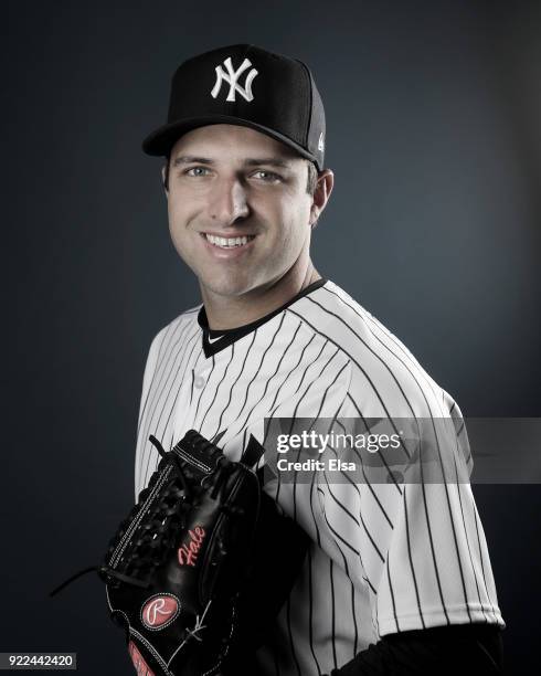 David Hale of the New York Yankees poses for a portrait during the New York Yankees photo day on February 21, 2018 at George M. Steinbrenner Field in...
