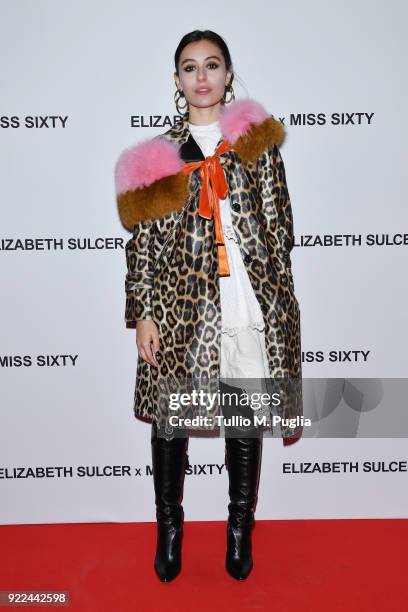 Marta Pozzan attends ELIZABETH SULCER X MISS SIXTY on February 21, 2018 in Milan, Italy.