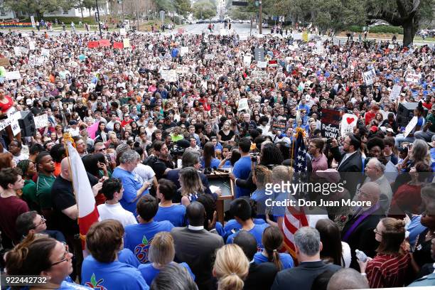 Activists and students from Marjory Stoneman Douglas High School attend a rally at the Florida State Capitol building to address gun control on...
