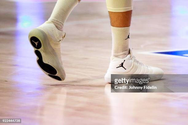Illustration Shoes Air Jordan during the Final Leaders Cup match between Le Mans and Monaco at Disneyland Resort Paris on February 18, 2018 in Paris,...