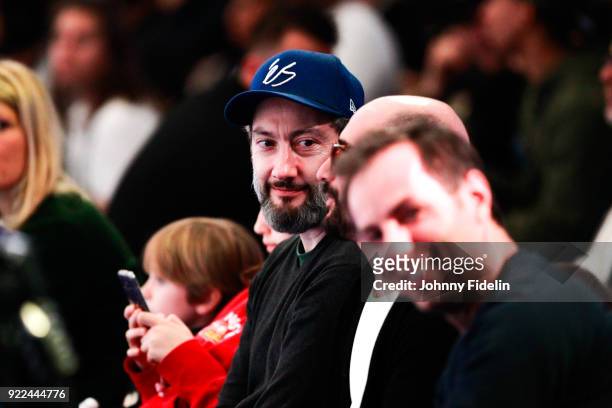 Vincent Desagnat and Cartman, french actor during the Final Leaders Cup match between Le Mans and Monaco at Disneyland Resort Paris on February 18,...