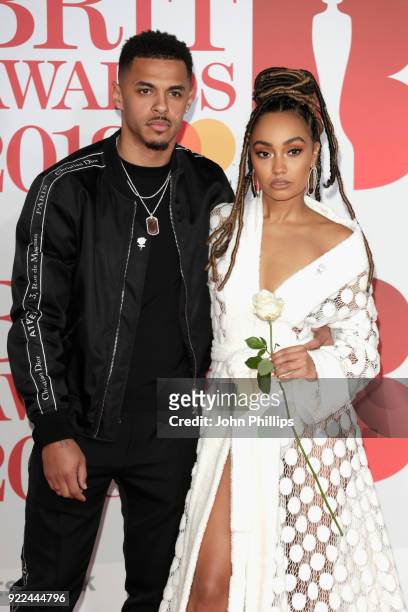 Leigh-Anne Pinnock and Andre Gray attend The BRIT Awards 2018 held at The O2 Arena on February 21, 2018 in London, England.
