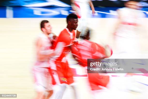 Youssoupha Fall of Le Mans block during the Final Leaders Cup match between Le Mans and Monaco at Disneyland Resort Paris on February 18, 2018 in...