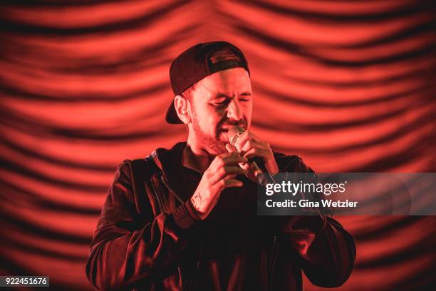 German Singer Joel Brandenstein performs live on stage during a concert at the Huxleys Neue Welt on February 21, 2018 in Berlin, Germany.