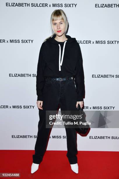 Linda Tol attends ELIZABETH SULCER X MISS SIXTY on February 21, 2018 in Milan, Italy.