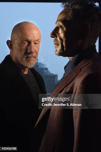 Actors Jonathan Banks and Giancarlo Esposito are photographed for Los Angeles Times on April 6, 2017 in New York City.