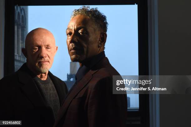 Actors Jonathan Banks and Giancarlo Esposito are photographed for Los Angeles Times on April 6, 2017 in New York City. PUBLISHED IMAGE.