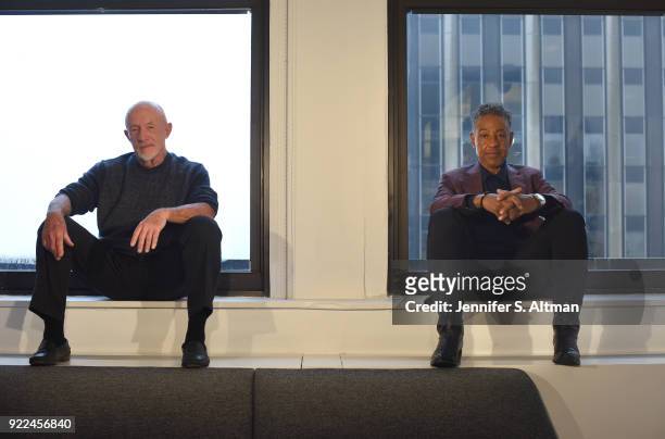 Actors Jonathan Banks and Giancarlo Esposito are photographed for Los Angeles Times on April 6, 2017 in New York City.