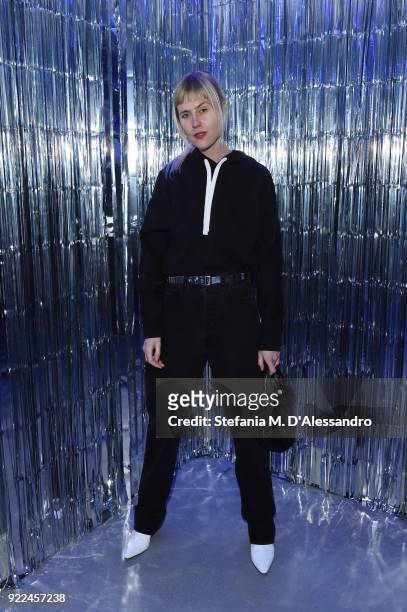 Linda Tol attends ELIZABETH SULCER X MISS SIXTY on February 21, 2018 in Milan, Italy.