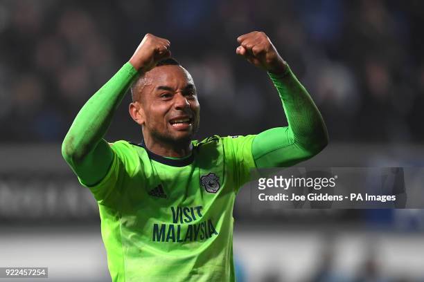 Cardiff City's Loic Damour celebrates victory after the Sky Bet Championship match at Portman Road, Ipswich.