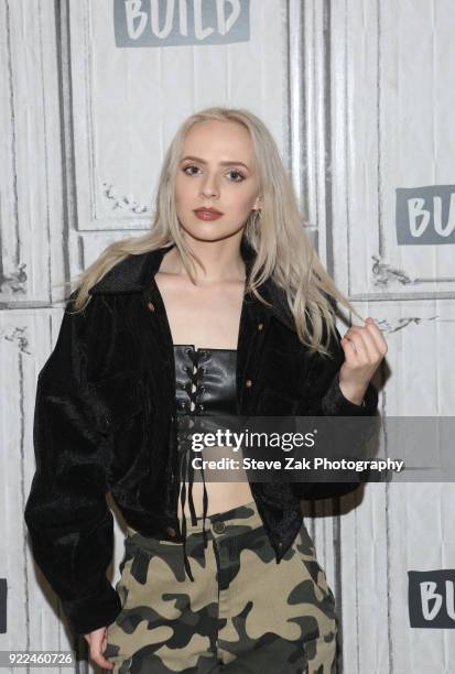 Singer Madilyn Bailey attends Build Series to discuss her new song "Tetris" at Build Studio on February 21, 2018 in New York City.
