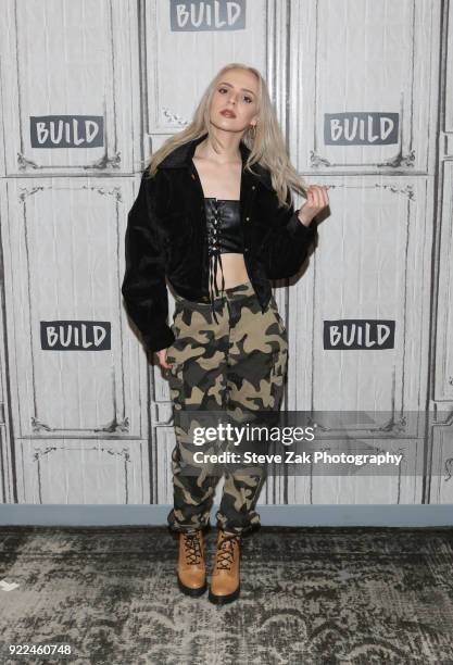 Singer Madilyn Bailey attends Build Series to discuss her new song "Tetris" at Build Studio on February 21, 2018 in New York City.