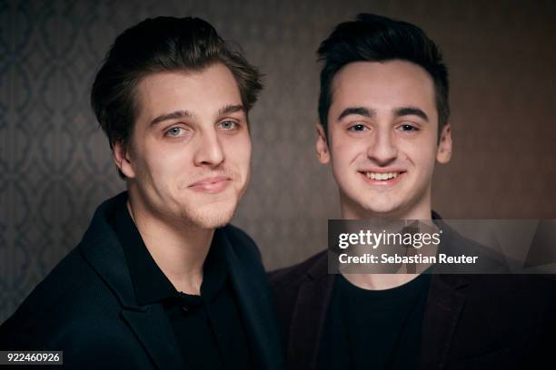 Actors Jonas Dassler and Isaiah Michalski pose during the 'The Silent Revolution' portrait session at the 68th Berlinale International Film Festival...