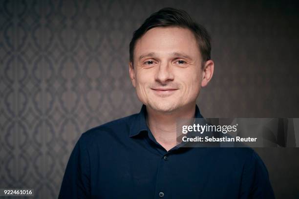 Actor Florian Lukas poses during the 'The Silent Revolution' portrait session at the 68th Berlinale International Film Festival Berlin at Hotel De...