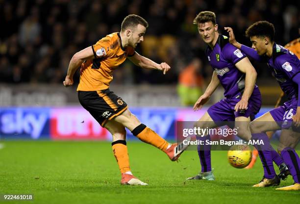 Diogo Jota of Wolverhampton Wanderers during the Sky Bet Championship match between Wolverhampton Wanderers and Norwich City at Molineux on February...