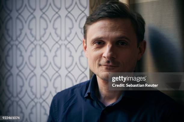 Actor Florian Lukas poses during the 'The Silent Revolution' portrait session at the 68th Berlinale International Film Festival Berlin at Hotel De...