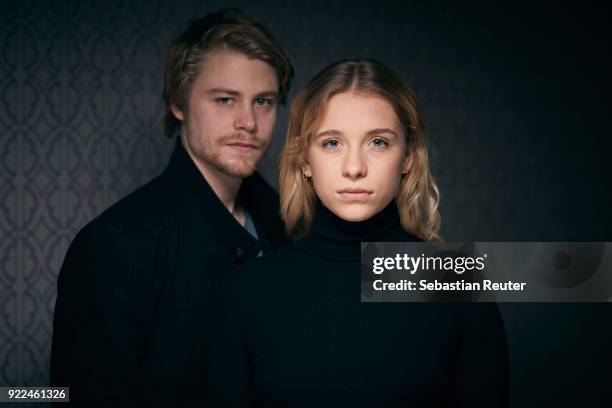 Actors Tom Gramenz and Anna Lena Klenke pose during the 'The Silent Revolution' portrait session at the 68th Berlinale International Film Festival...