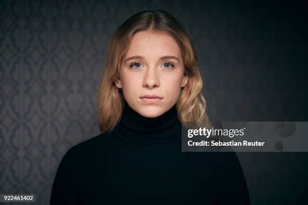 Actress Anna Lena Klenke poses during the 'The Silent Revolution' portrait session at the 68th Berlinale International Film Festival Berlin at Hotel...