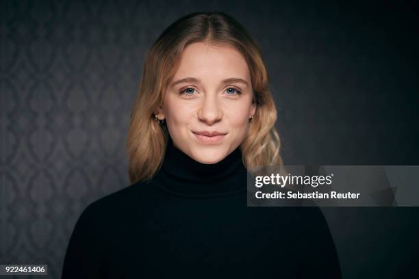 Actress Anna Lena Klenke poses during the 'The Silent Revolution' portrait session at the 68th Berlinale International Film Festival Berlin at Hotel...