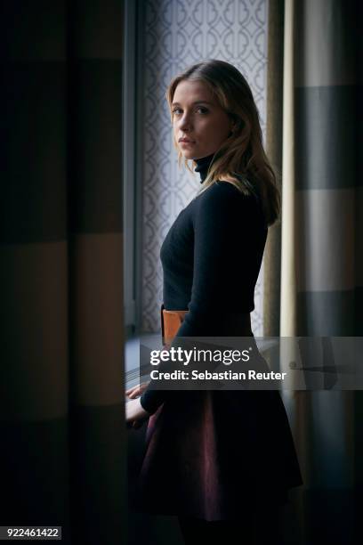 Actress Anna Lena Klenke poses during the 'The Silent Revolution' portrait session at the 68th Berlinale International Film Festival Berlin at Hotel...