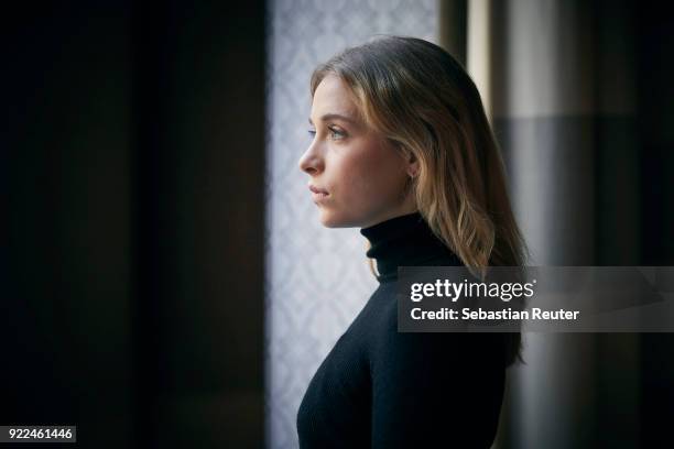 Actress Anna Lena Klenke poses during the 'The Silent Revolution' portrait session at the 68th Berlinale International Film Festival Berlin at Hotel...