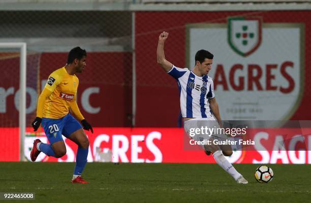 Porto defender Ivan Marcano from Spain with GD Estoril Praia forward Matheus Indio from Brazil in action during the Primeira Liga match between GD...