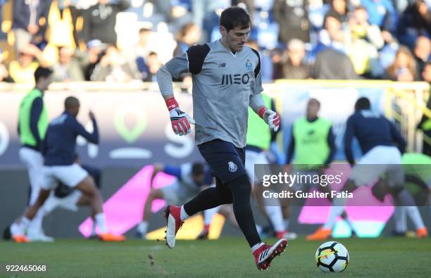 Porto goalkeeper Iker Casillas from Spain in action during the warm up before the start of the Primeira Liga match between GD Estoril Praia and FC...