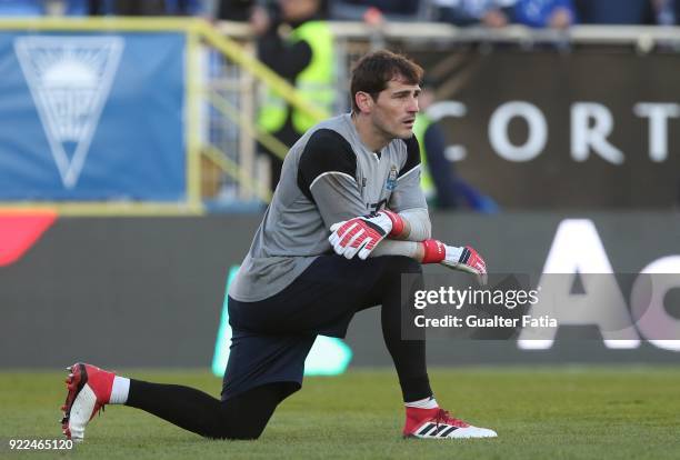 Porto goalkeeper Iker Casillas from Spain in action during the warm up before the start of the Primeira Liga match between GD Estoril Praia and FC...